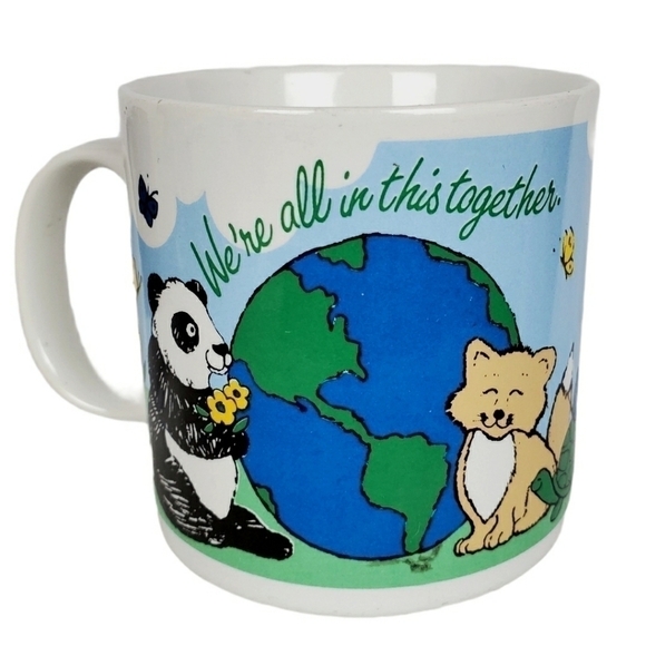 Vtg mug panda fox seal lion cub in this together - Picture 1 of 11